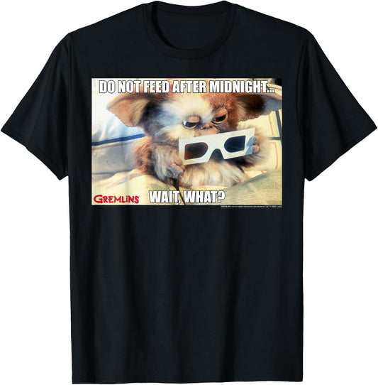 Gremlins Do Not Feed After Midnight Wait What Meme T-Shirt - T-Shirt | Black