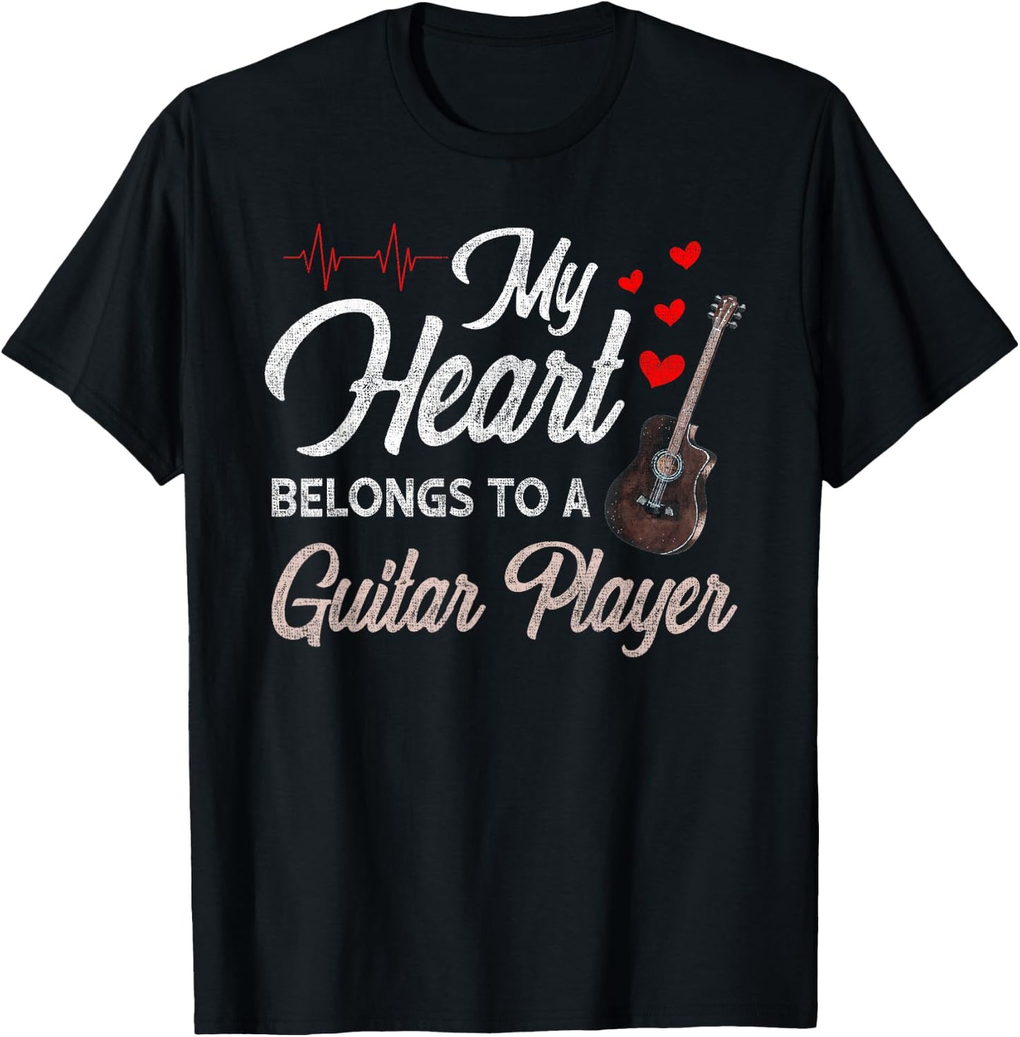 I Love My Guitar Player Husband Wife Gifts Valentines T-Shirt - T-Shirt | Black