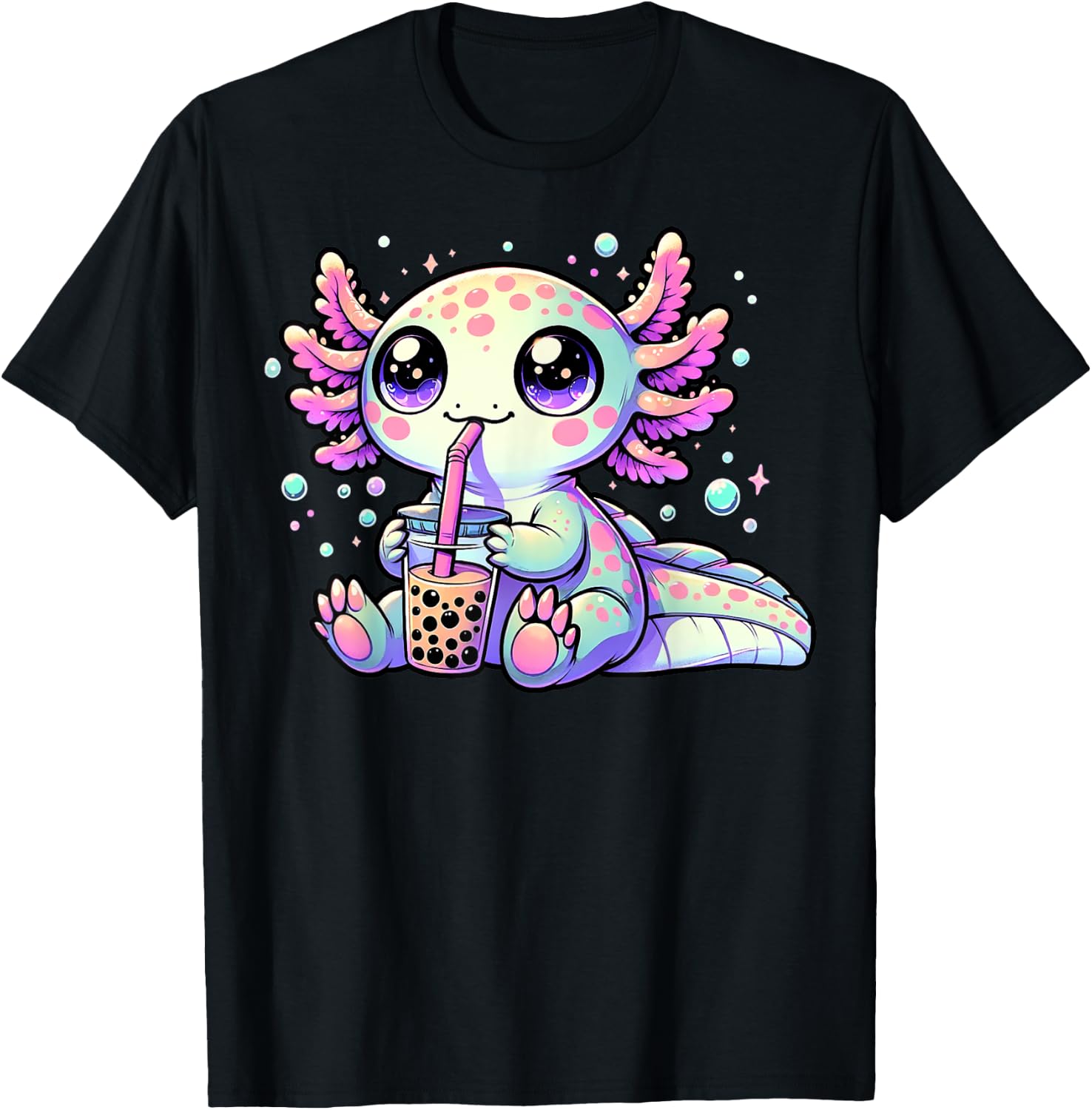 Axolotl Bubble Boba Tea Kawaii Anime Gifts Women, Men, Kids T-Shirt - T-Shirt | Black