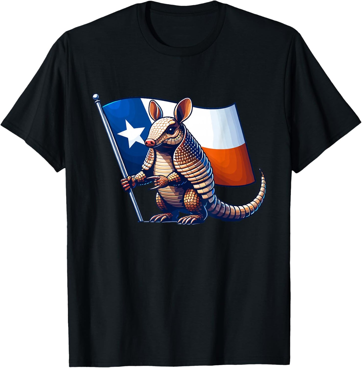 Armadillo with the Flag of Texas T-Shirt - T-Shirt | Black