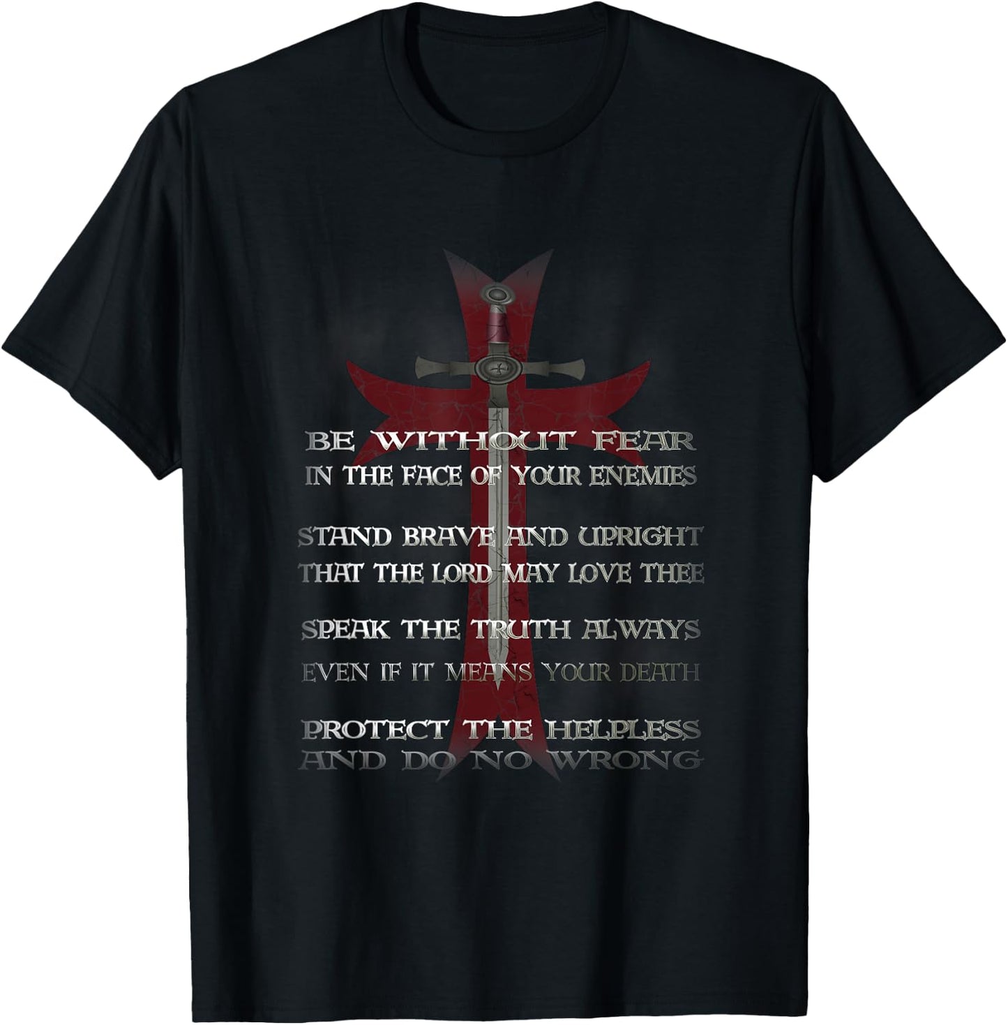 Knights Templar Crusader Cross Ring Order Be Without Fear T-Shirt - T-Shirt | Black