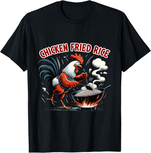 Funny Chicken Fried Rice Rooster Meme T-Shirt - T-Shirt | Black
