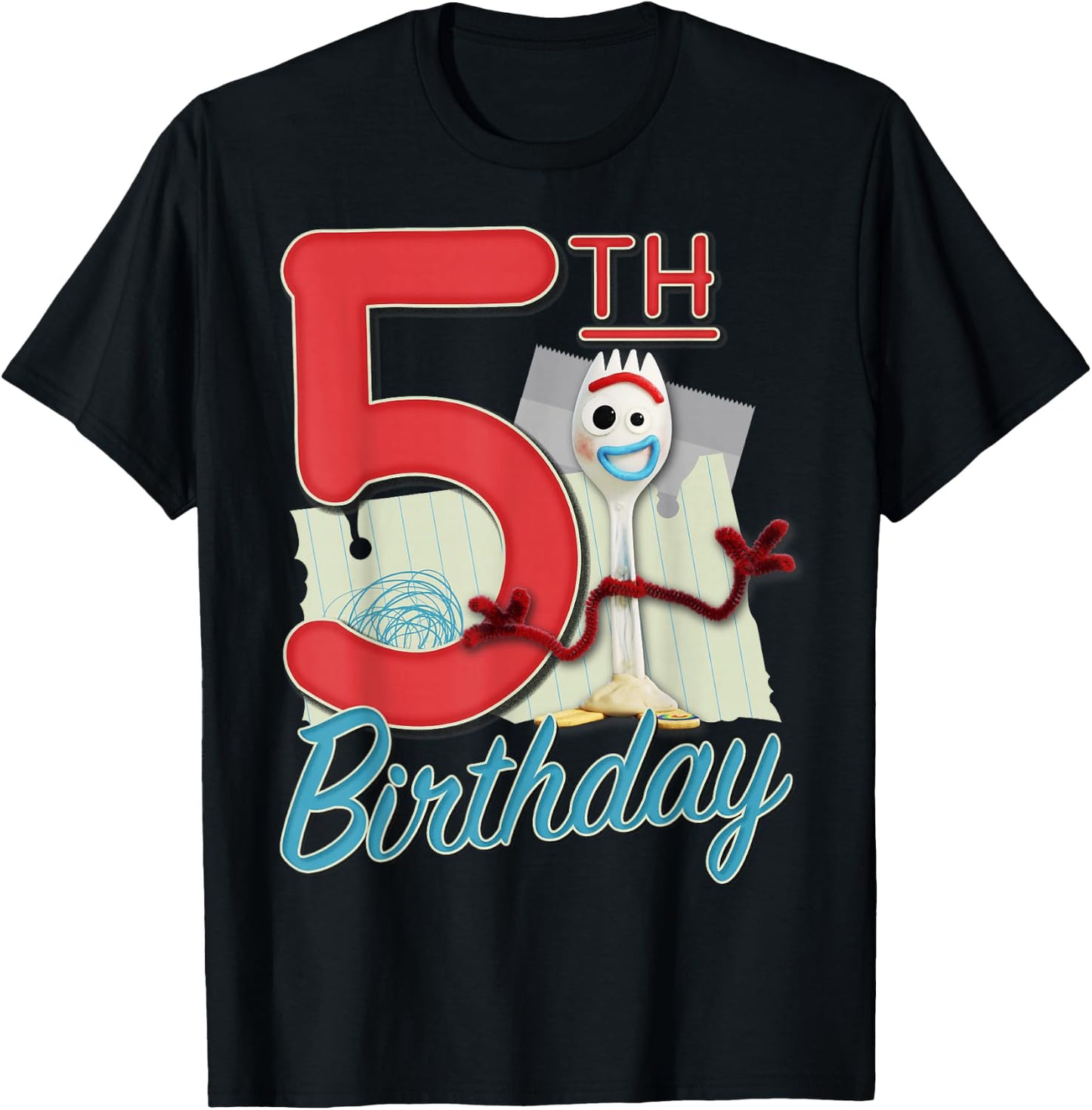 Disney Pixar Toy Story 4 Forky 5th Birthday T-Shirt - T-Shirt | Black