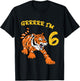 6th Birthday Tiger Grrrrr I'm 6 Year Old Boy Girl T-Shirt - T-Shirt | Black