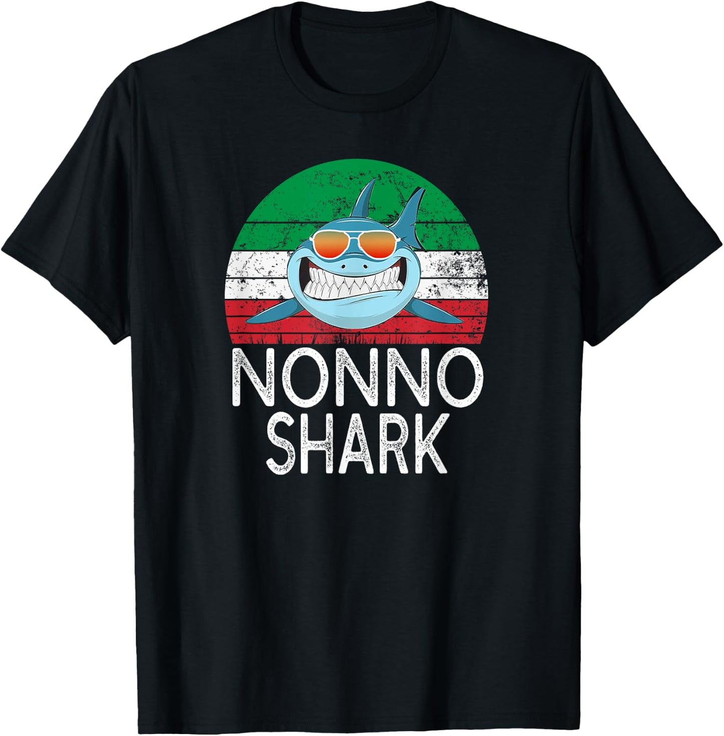 Nonno Shark Italian Grandpa Funny Vintage T-Shirt - T-Shirt | Black