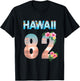 Hawaii 82 Years Old Aloha Beach Hibiscus Hawaiian T-Shirt - T-Shirt | Black