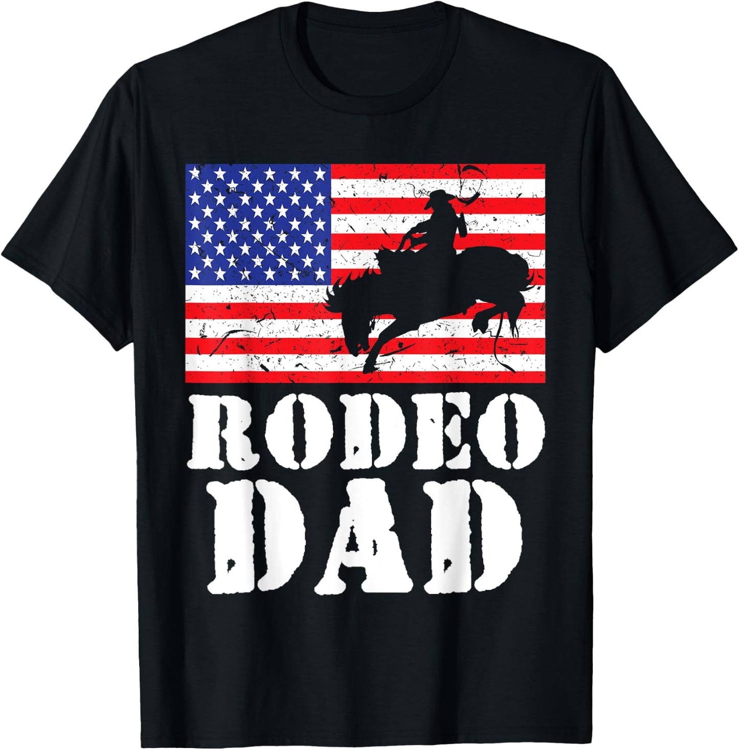 USA American Distressed Flag Rodeo Dad Men Gift T-Shirt - T-Shirt | Black
