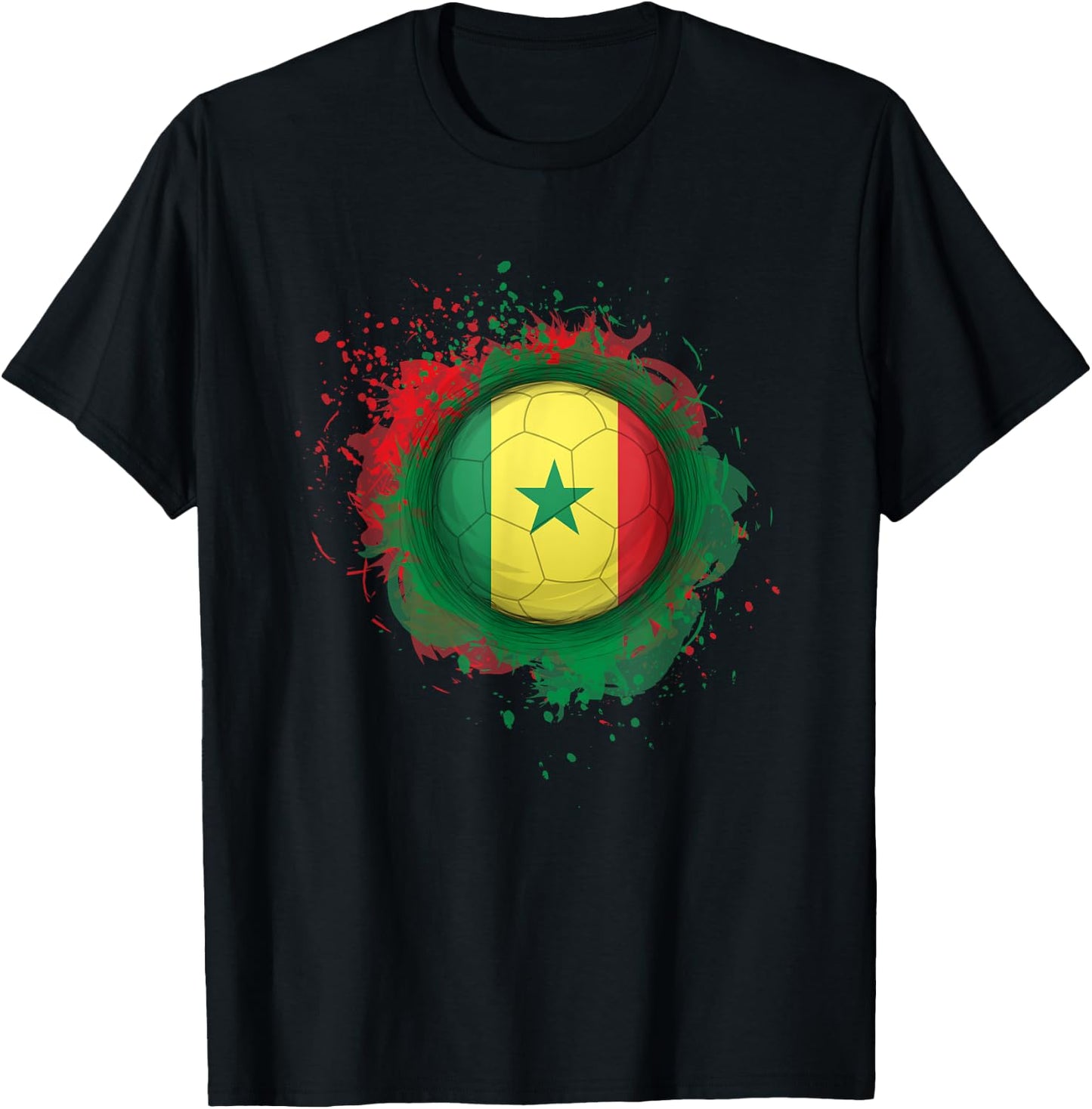 Proud Heritage Senegal Flag Soccer Ball T-Shirt - T-Shirt | Black