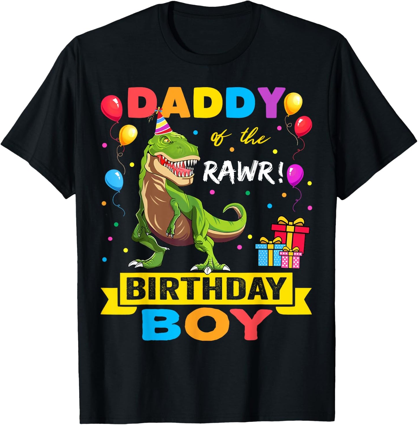 Daddy Dinosaur Shirt Funny Cute Birthday Boy Family Apparel T-Shirt - T-Shirt | Black