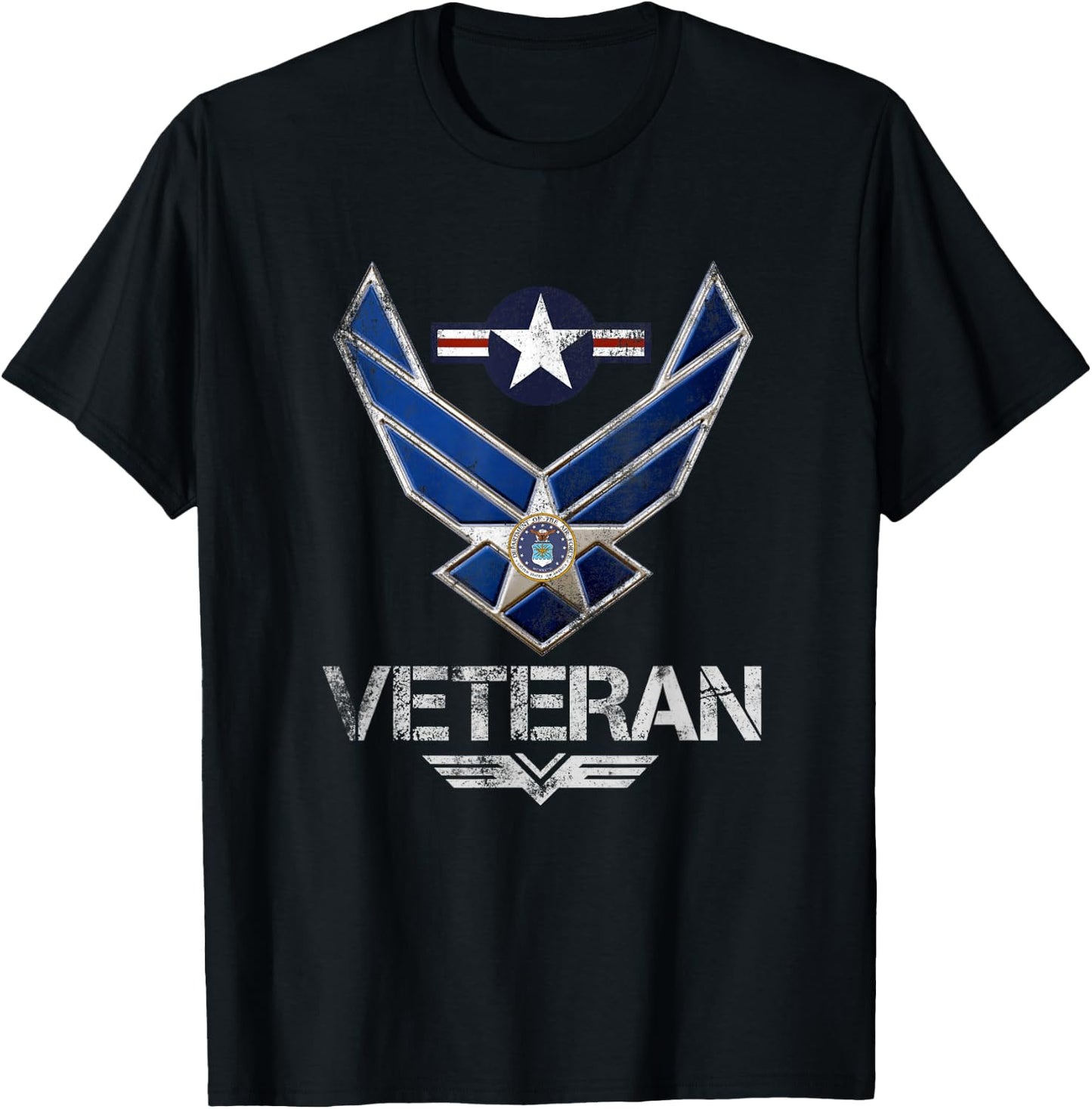 U.S Air Force Veteran USAF Flag Vintage Veterans Day Gift T-Shirt - T-Shirt | Black