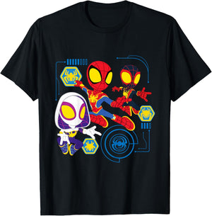 Marvel Spidey and His Amazing Friends Web-Spinners Heroes T-Shirt - T-Shirt | Black