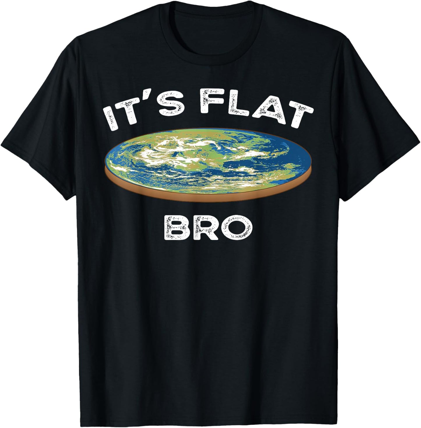 It's Flat Bro Funny Flat Earth Conspiracy Plot Secret Gift T-Shirt - T-Shirt | Black