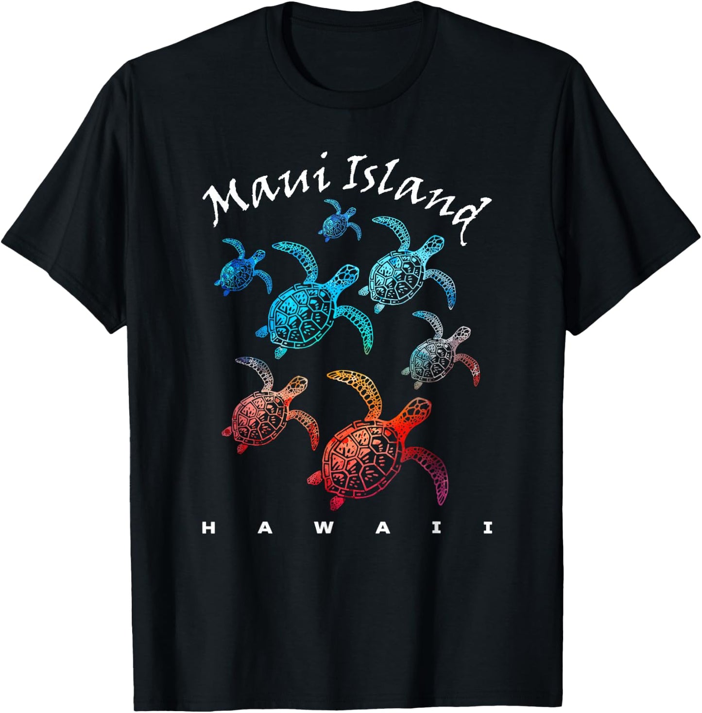 MAUI ISLAND HAWAII Beach Vacation Trip Vintage Sea Turtles T-Shirt - T-Shirt | Black