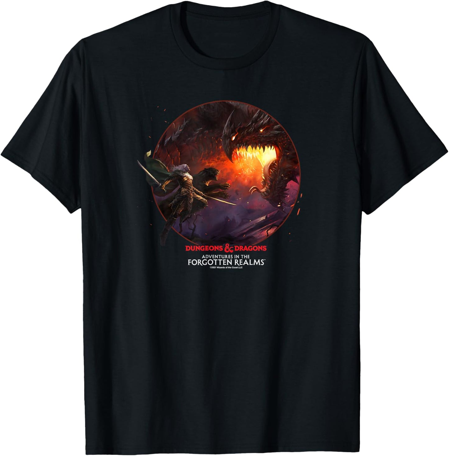 Magic: The Gathering D&D Drizzt Do'Urden Dragon Fight T-Shirt - T-Shirt | Black