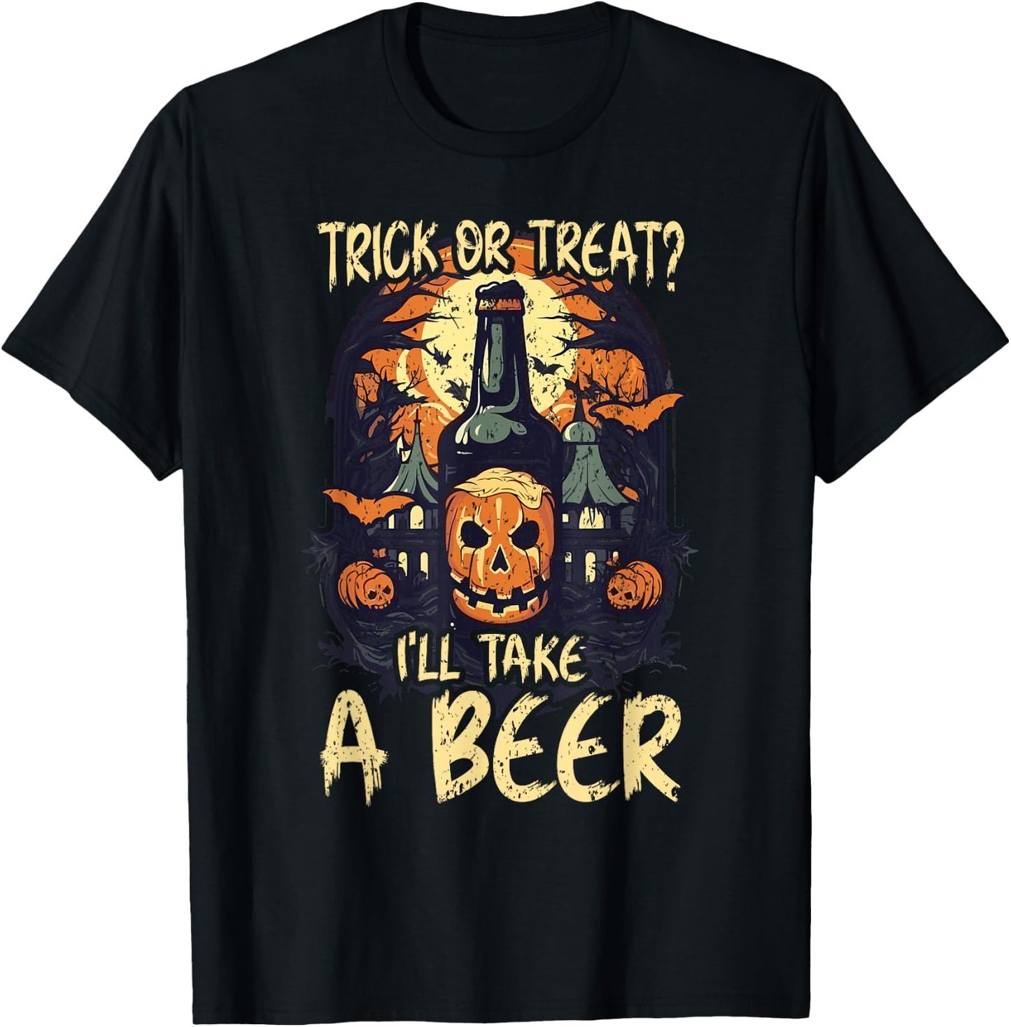 Halloween Beer Drinker Trick Or Treat Spooky Alcoholic T-Shirt - T-Shirt | Black