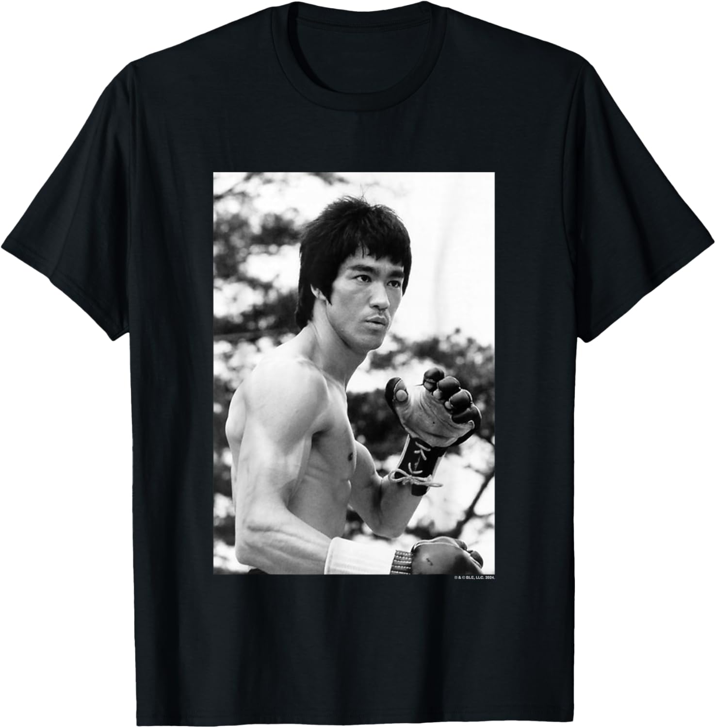Bruce Lee On Guard Black & White Vintage Poster T-Shirt - T-Shirt | Black