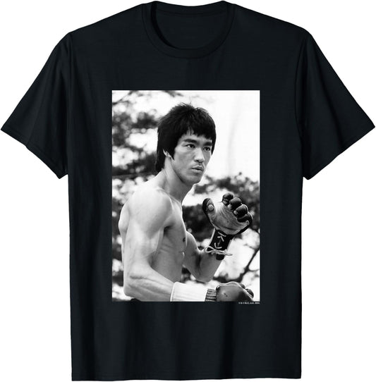 Bruce Lee On Guard Black & White Vintage Poster T-Shirt - T-Shirt | Black