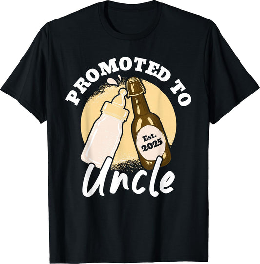 Promoted To Uncle 2025 T-Shirt - T-Shirt | Black