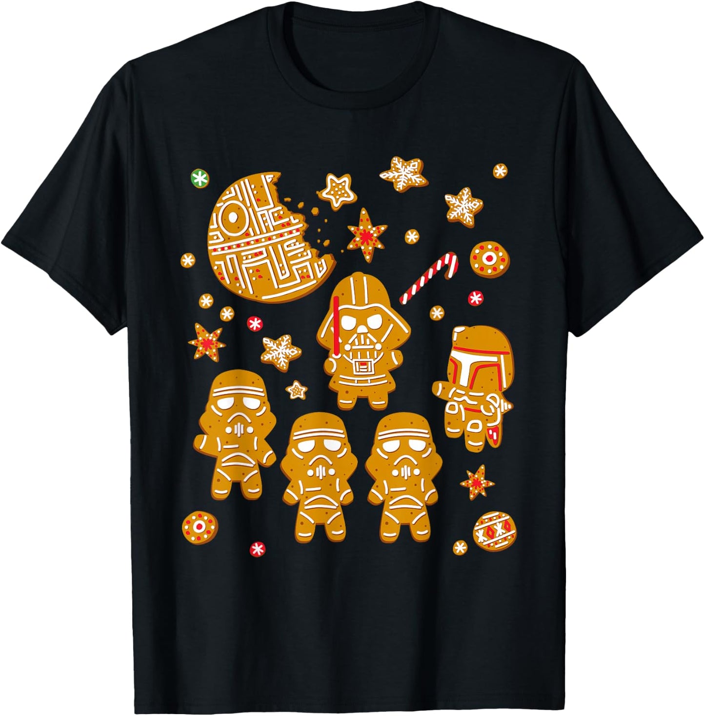 Star Wars Gingerbread Cookies Galactic Empire Holiday T-Shirt - T-Shirt | Black