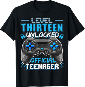 Level 13 Unlocked Official Teenager Video Game 13th Birthday T-Shirt - T-Shirt | Black