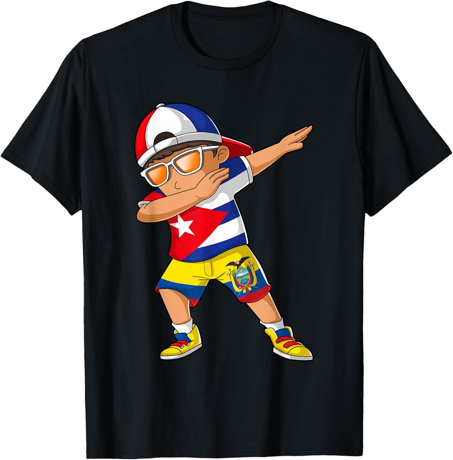 Half Cuban Half Ecuadorian Boy Kid Cuba Ecuador Flag T-Shirt - T-Shirt | Black
