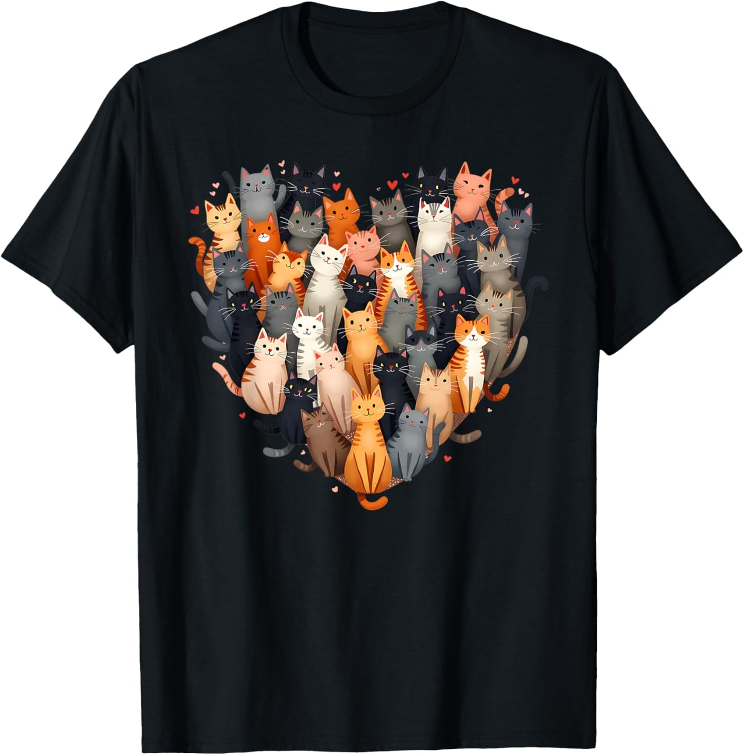 Cat Heart Shape Cats Feline Affection T-Shirt - T-Shirt | Black