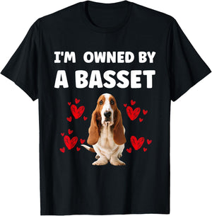 I Am Owned by a Basset Hound Dog T-Shirt - T-Shirt | Black