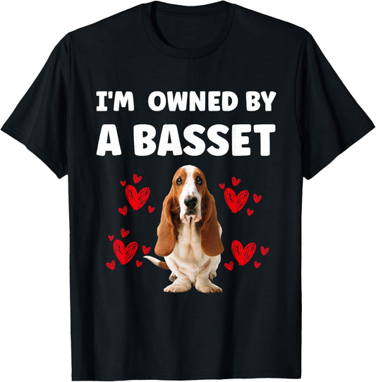 I Am Owned by a Basset Hound Dog T-Shirt - T-Shirt | Black