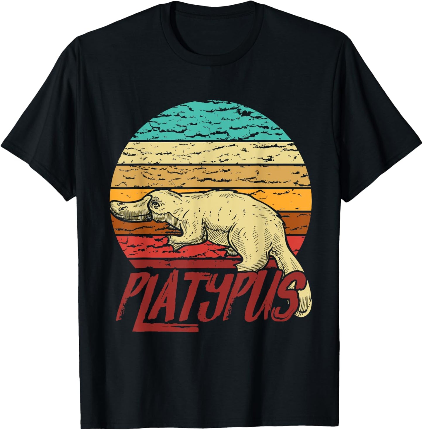 Duck Billed Men Boys Kids Australia Sunset Platypus T-Shirt - T-Shirt | Black