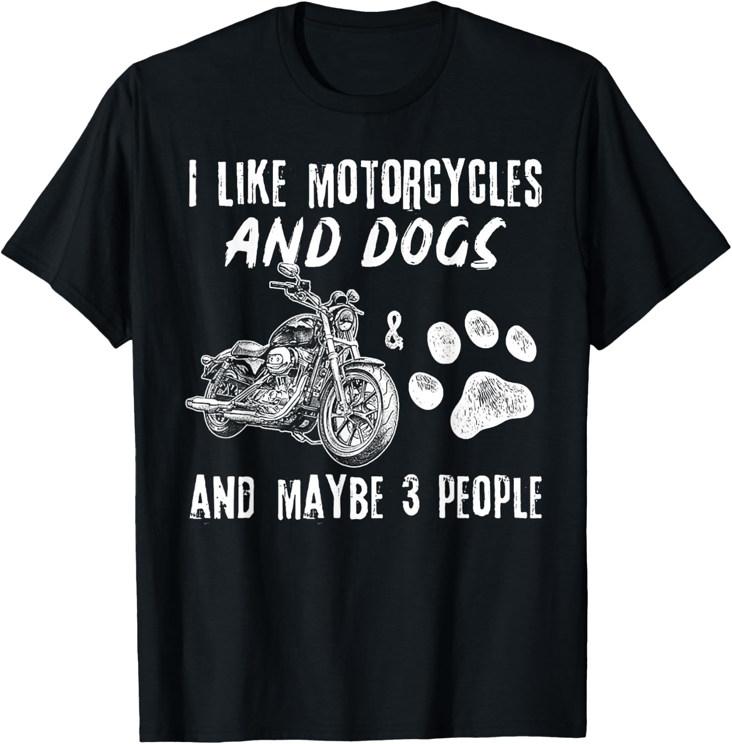 I Like Motorcycles And Dogs And Maybe 3 People T-Shirt - T-Shirt | Black