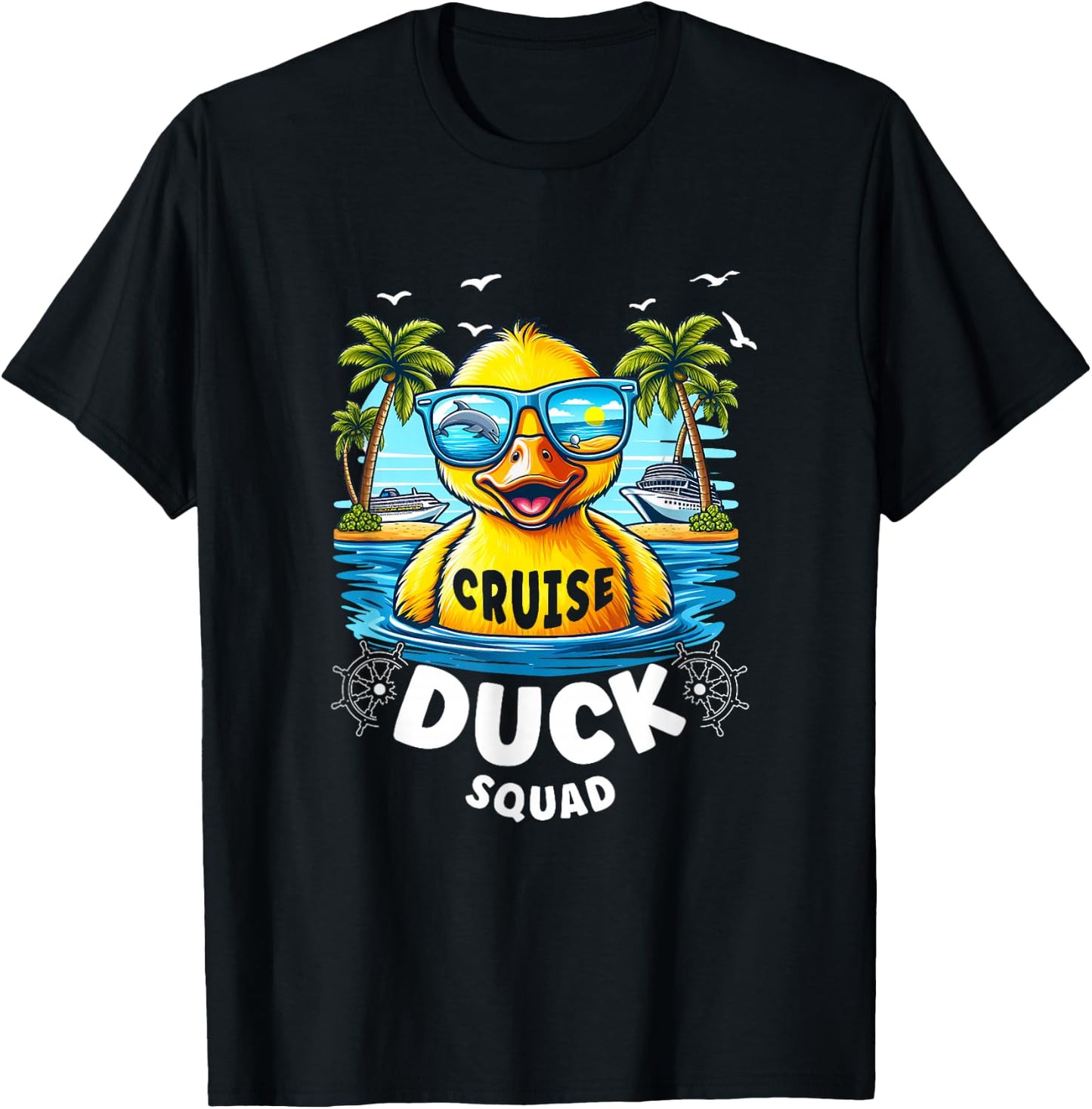 Funny Duck Cruise Rubber Duck Squad Vaction Cruise Ship T-Shirt - T-Shirt | Black