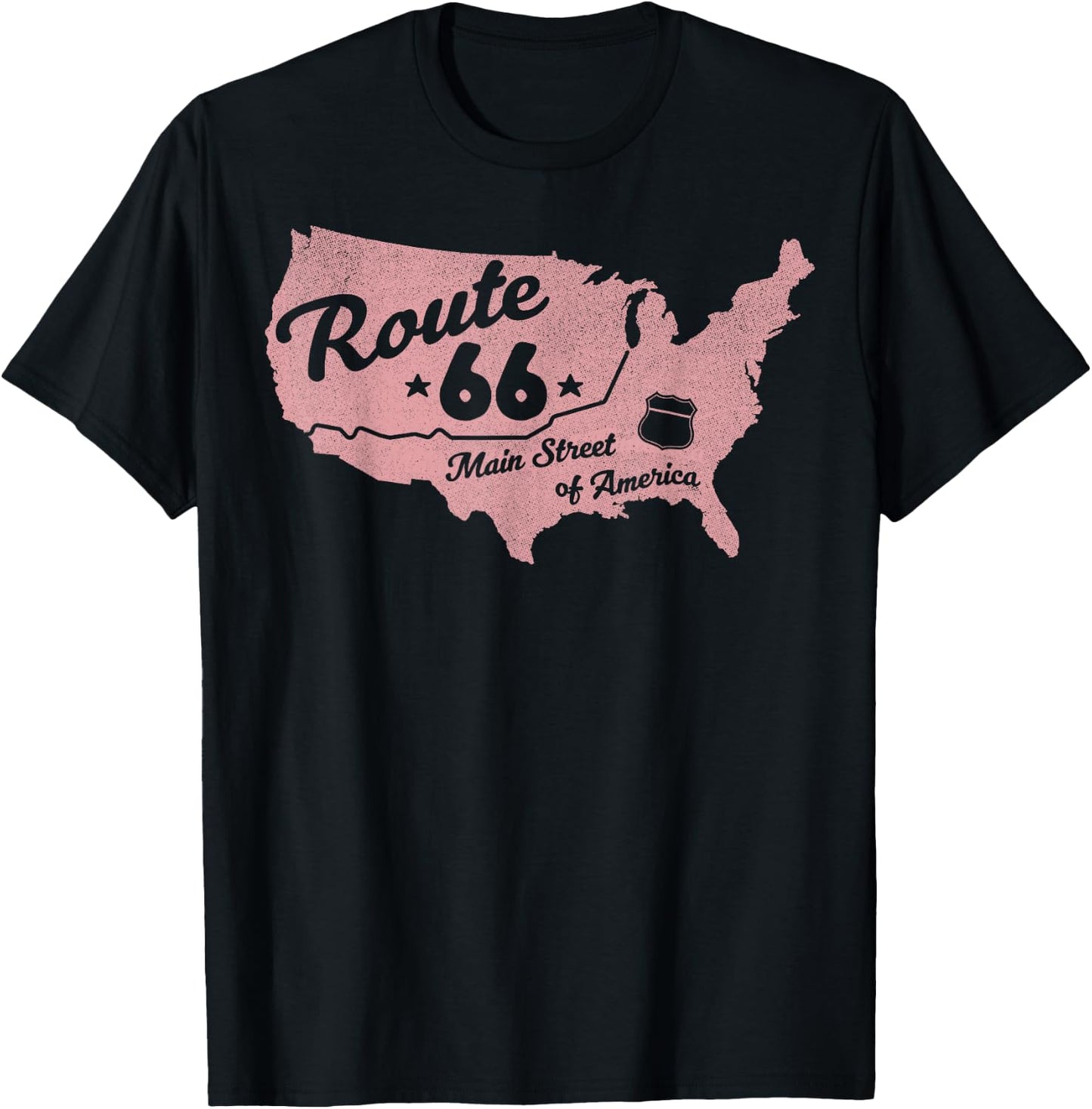 USA Apparel Route 66 Main Street of America T-Shirt - T-Shirt | Black