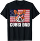 Corgi Dad Pembroke Welsh Corgi US Flag Dog Lover 4th of July Kids Men T-Shirt - T-Shirt | Black