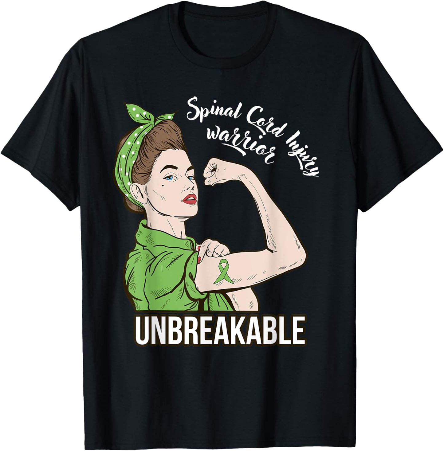 Spinal Cord Injury Awareness Warrior Unbreakable Her Support T-Shirt - T-Shirt | Black