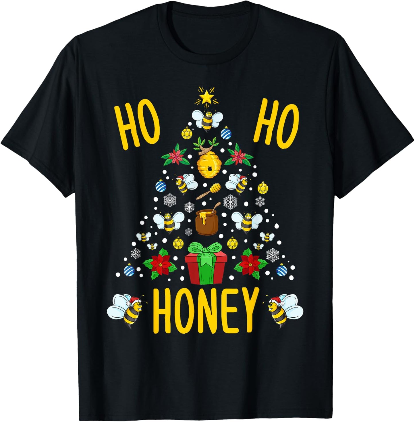 Ho Ho Honey Bees Beekeeping Christmas Beekeeper Gift T-Shirt - T-Shirt | Black
