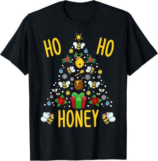 Ho Ho Honey Bees Beekeeping Christmas Beekeeper Gift T-Shirt - T-Shirt | Black