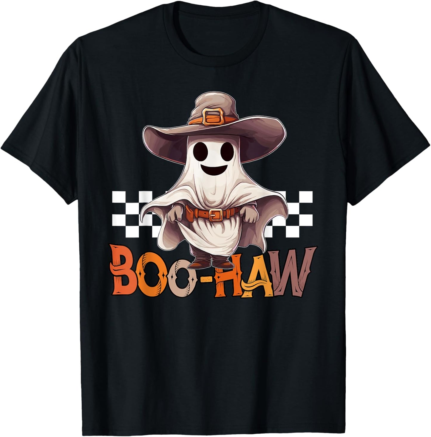 BOO-HAW Cowboy Ghost Country Western Halloween Men Women T-Shirt - T-Shirt | Black