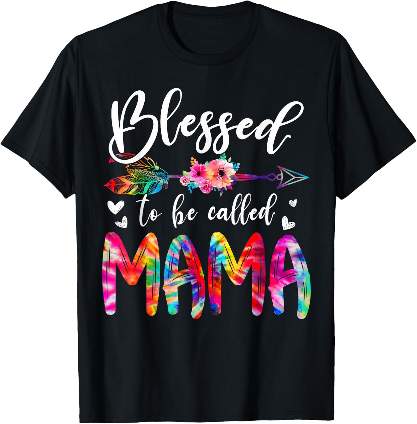 Blessed To Be Called Mom & Mama Floral Tie Dye Mother's Day T-Shirt - T-Shirt | Black