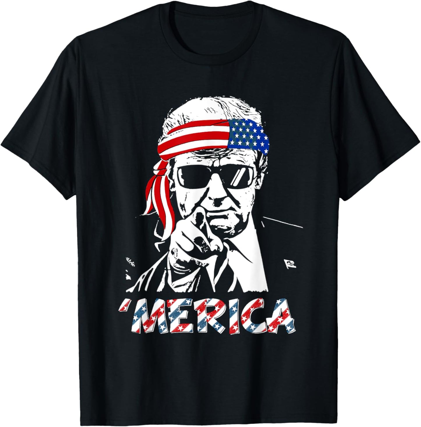 'MERICA TRUMP Happy 4th Of July Trump American Flag Men T-Shirt - T-Shirt | Black