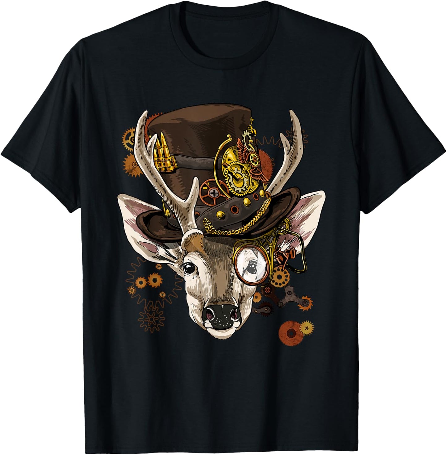 Steampunk Deer Steampunk Deer Animal Lovers T-Shirt - T-Shirt | Black