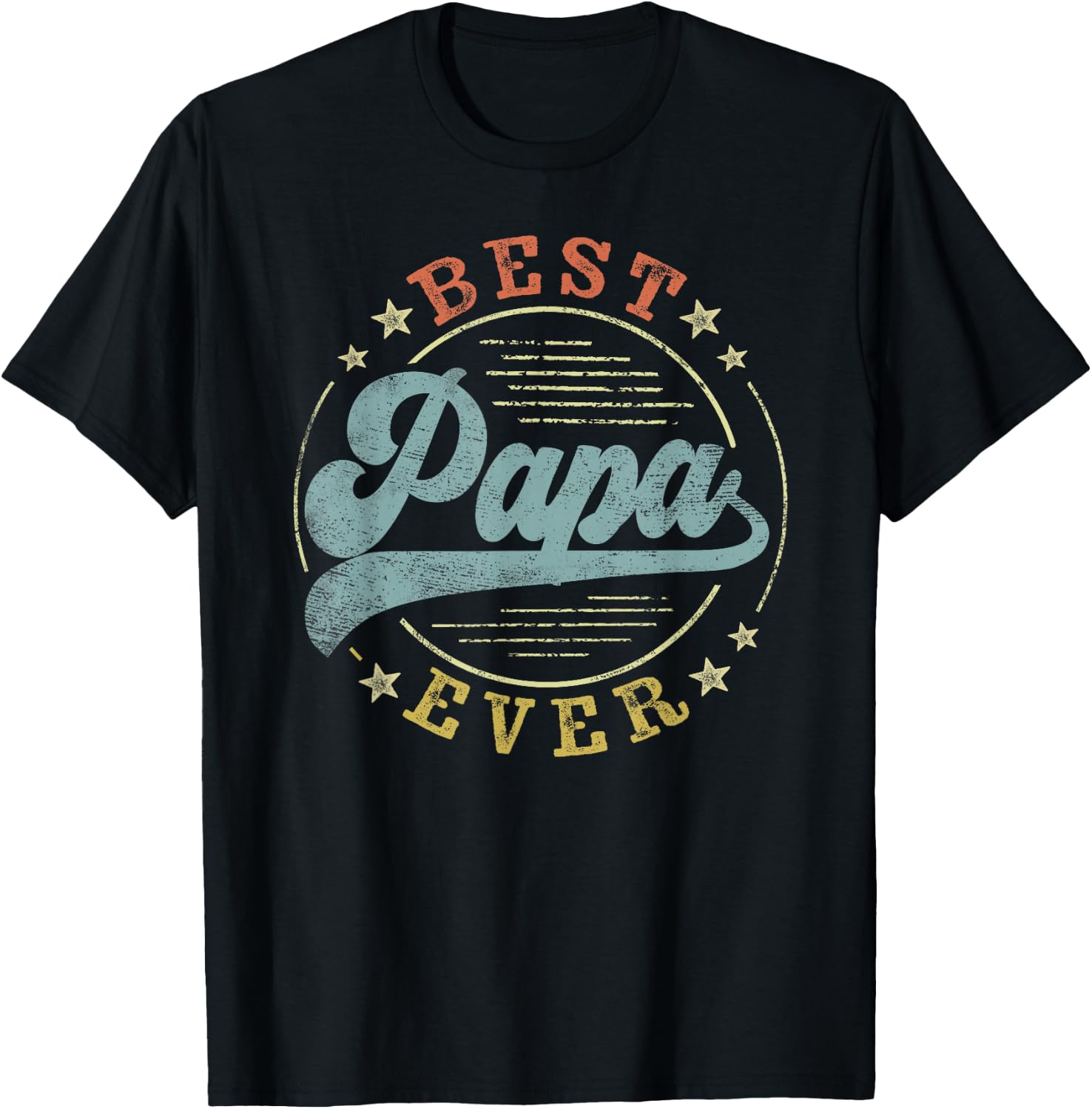 Best Papa Ever Father's Day Papa Gifts Vintage Emblem T-Shirt - T-Shirt | Black