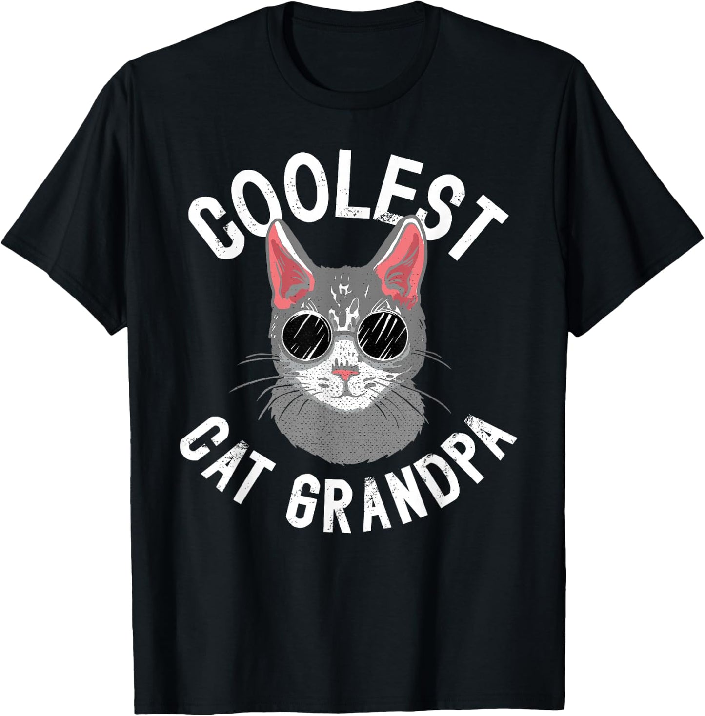 Coolest Cat Grandpa Cat Lover Grandpa Cat Grandfather T-Shirt - T-Shirt | Black