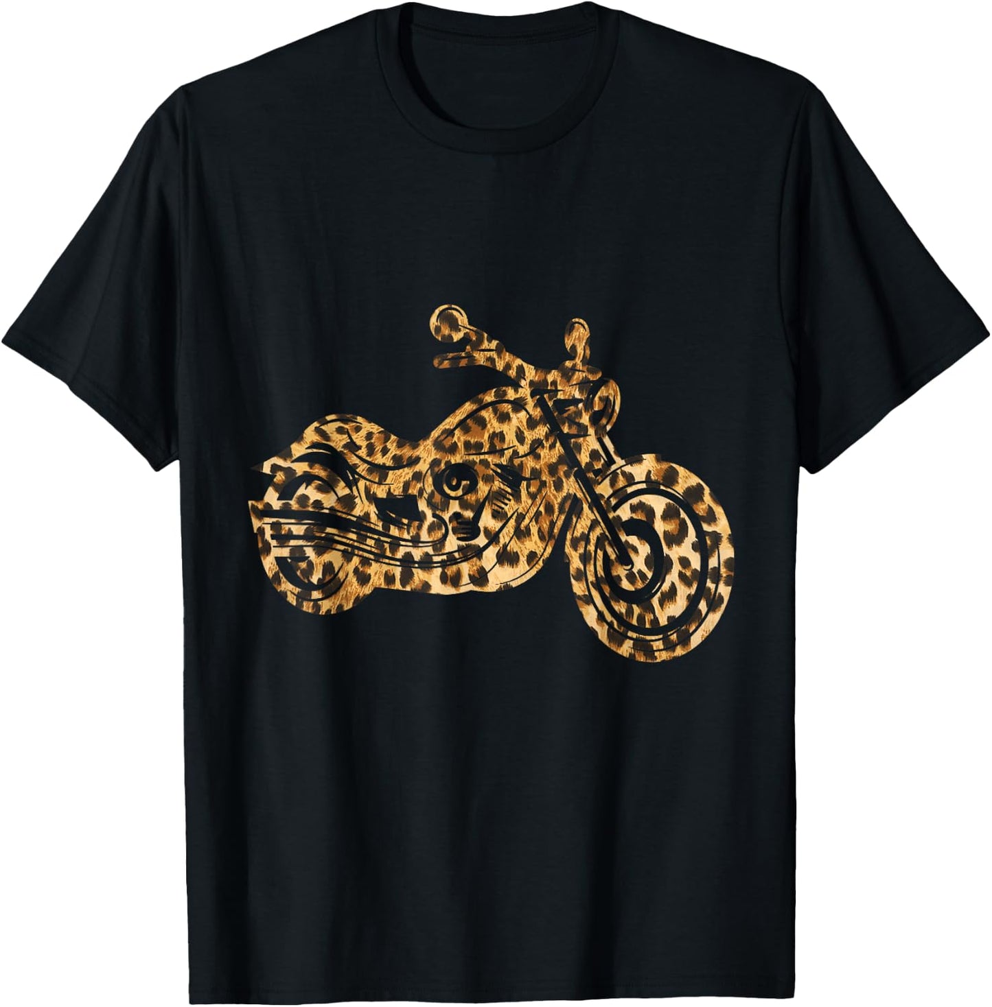 Leopard Print Motorcycle Biker Women T-Shirt - T-Shirt | Black