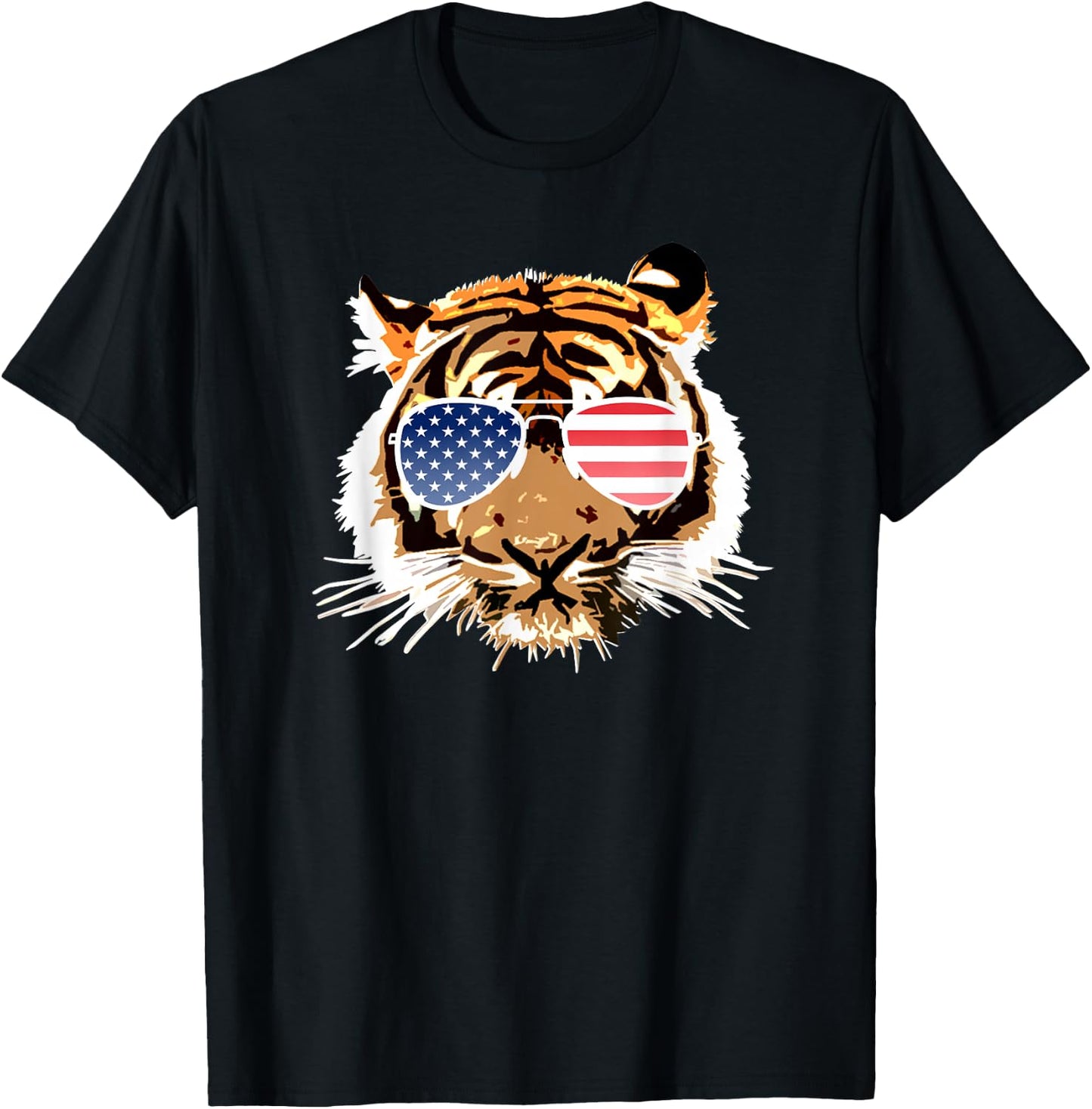 American Tiger 4th of July US Patriotic Pride Kids Men T-Shirt - T-Shirt | Black