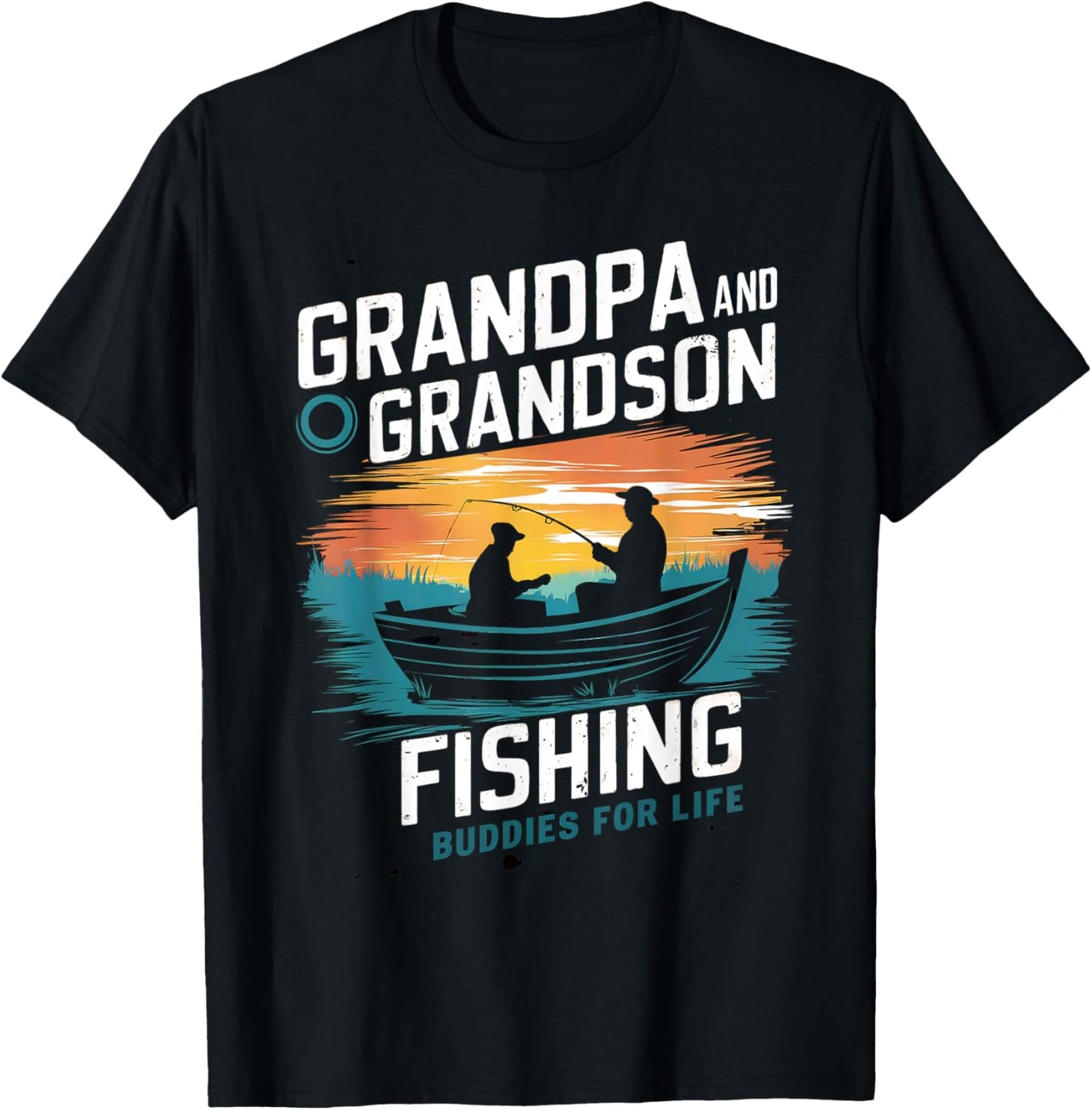 Grandpa And Grandson Fishing Buddies For Life Matching Funny T-Shirt - T-Shirt | Black