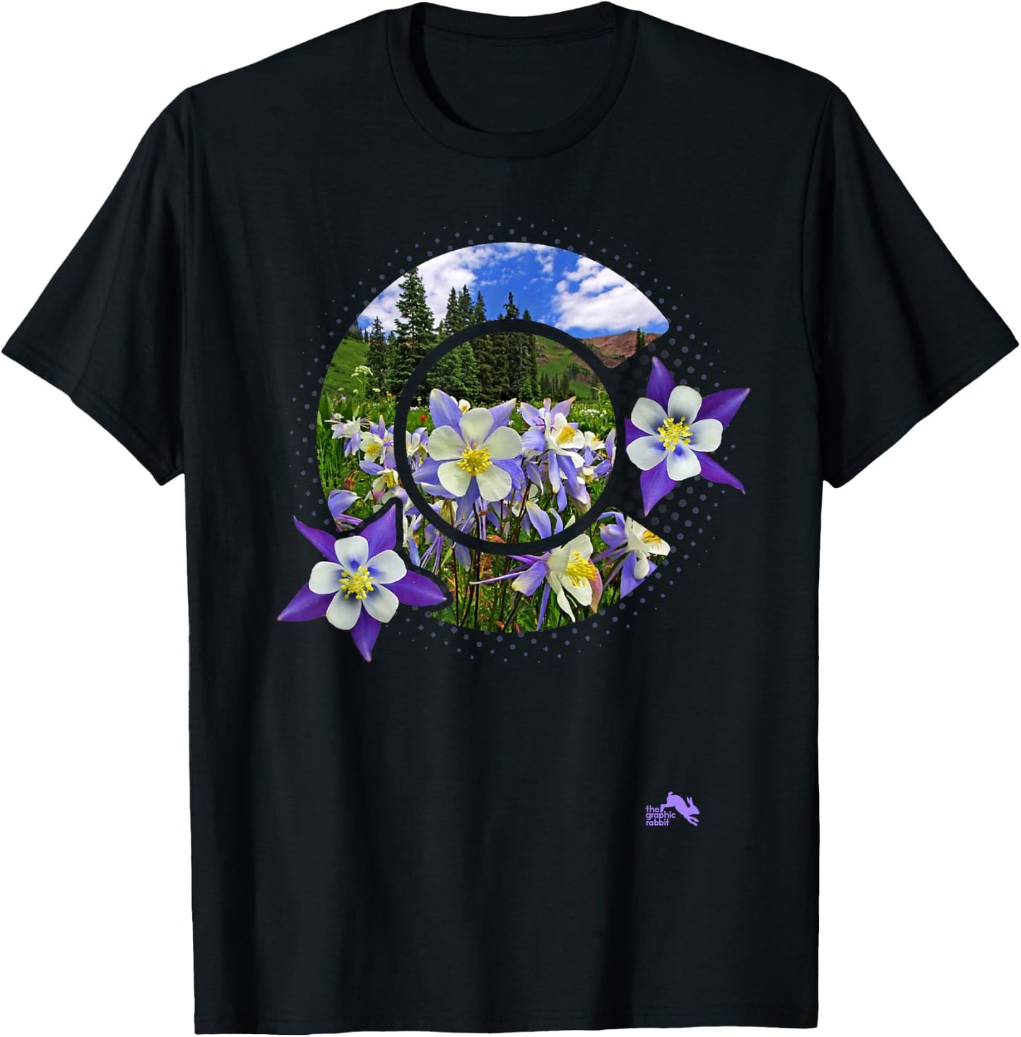 Colorado Columbine Flower - Rocky Mountain Wildflower T-Shirt - T-Shirt | Black