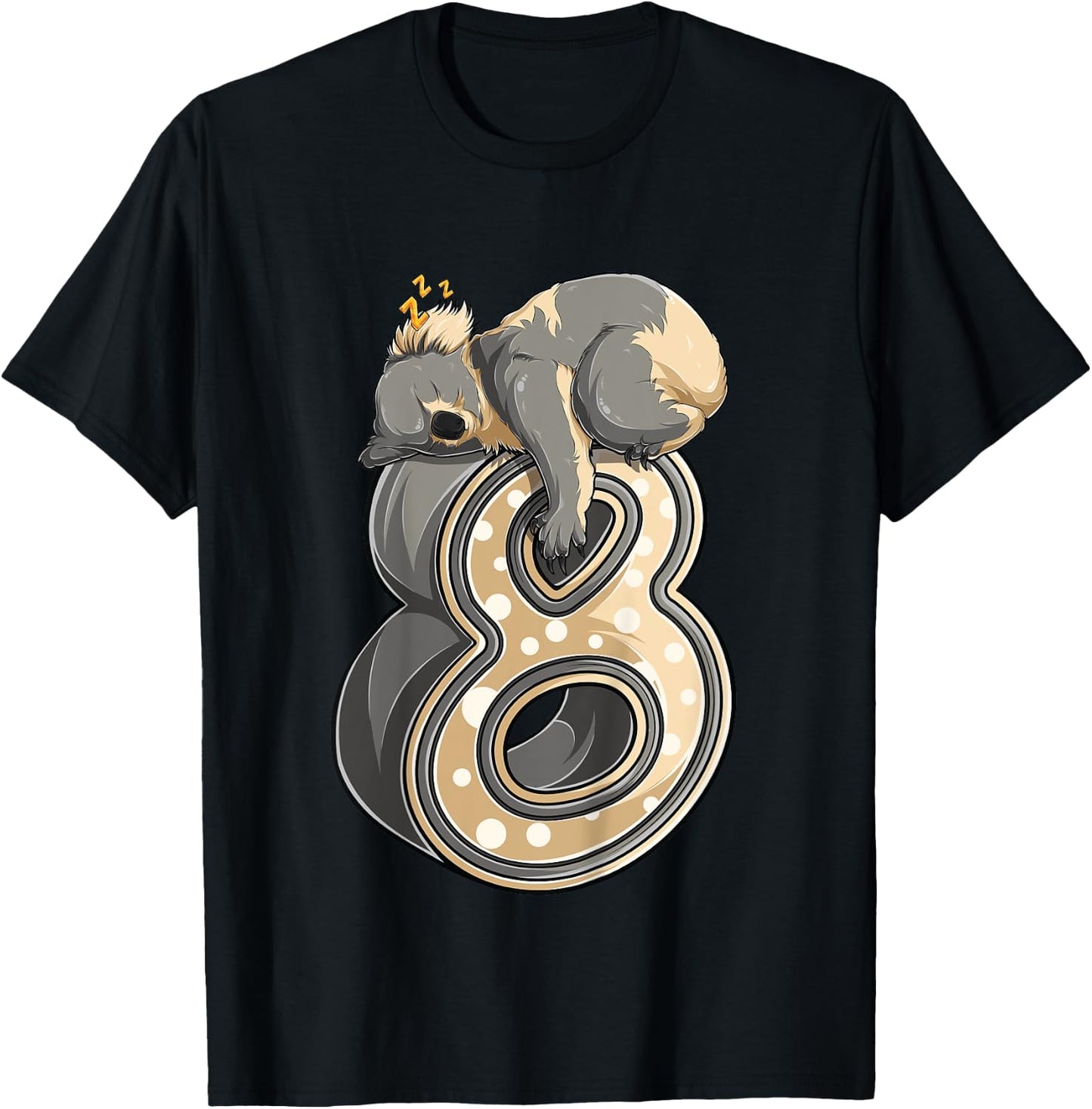 Kids 8 Year Old Koala 8th Birthday Party Animal Koala Lover T-Shirt - T-Shirt | Black