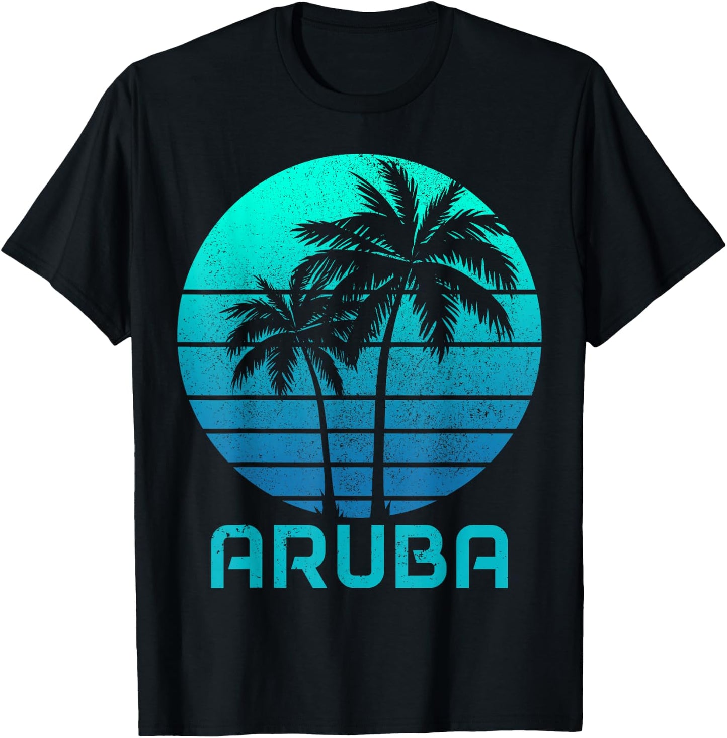 Aruba Vintage Souvenir Pride Palm Trees Surfer Beach T-Shirt - T-Shirt | Black