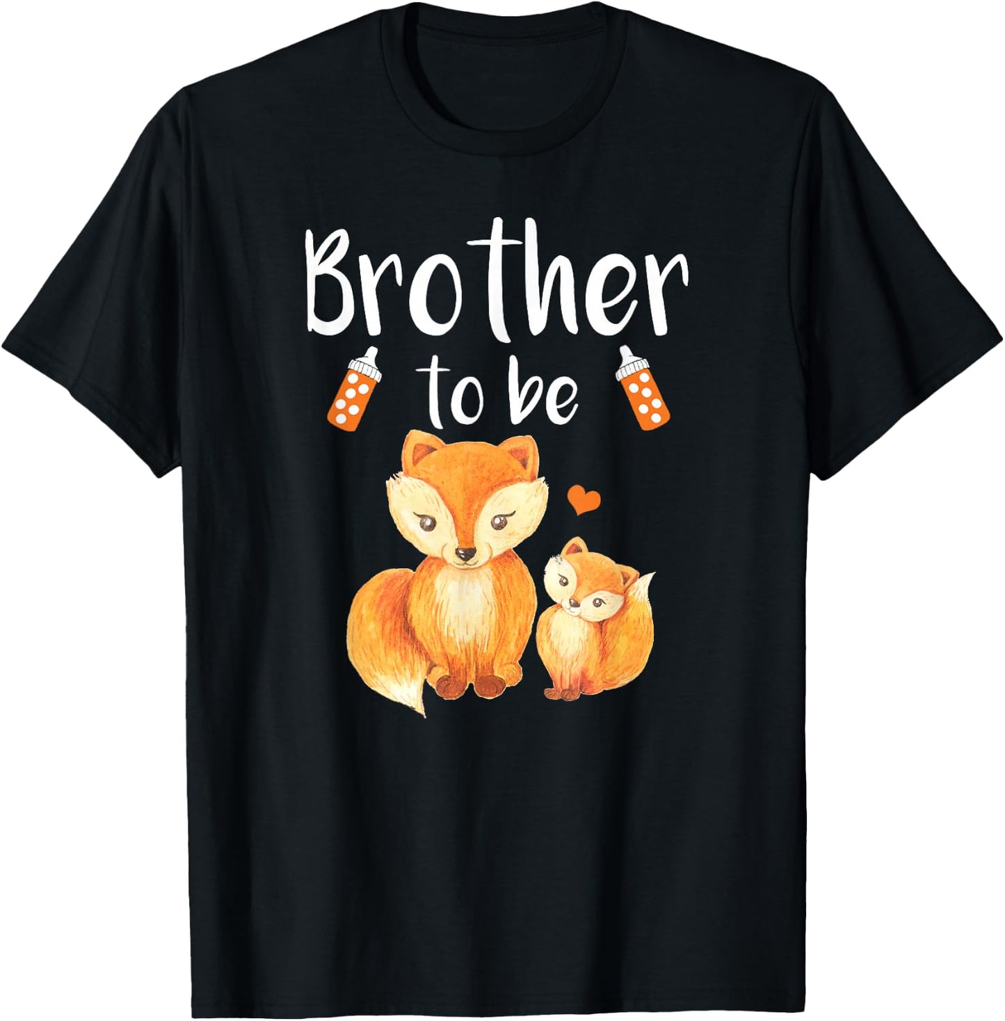 Brother To Be Fox Baby Shower Cute Forest Animal T-Shirt - T-Shirt | Black