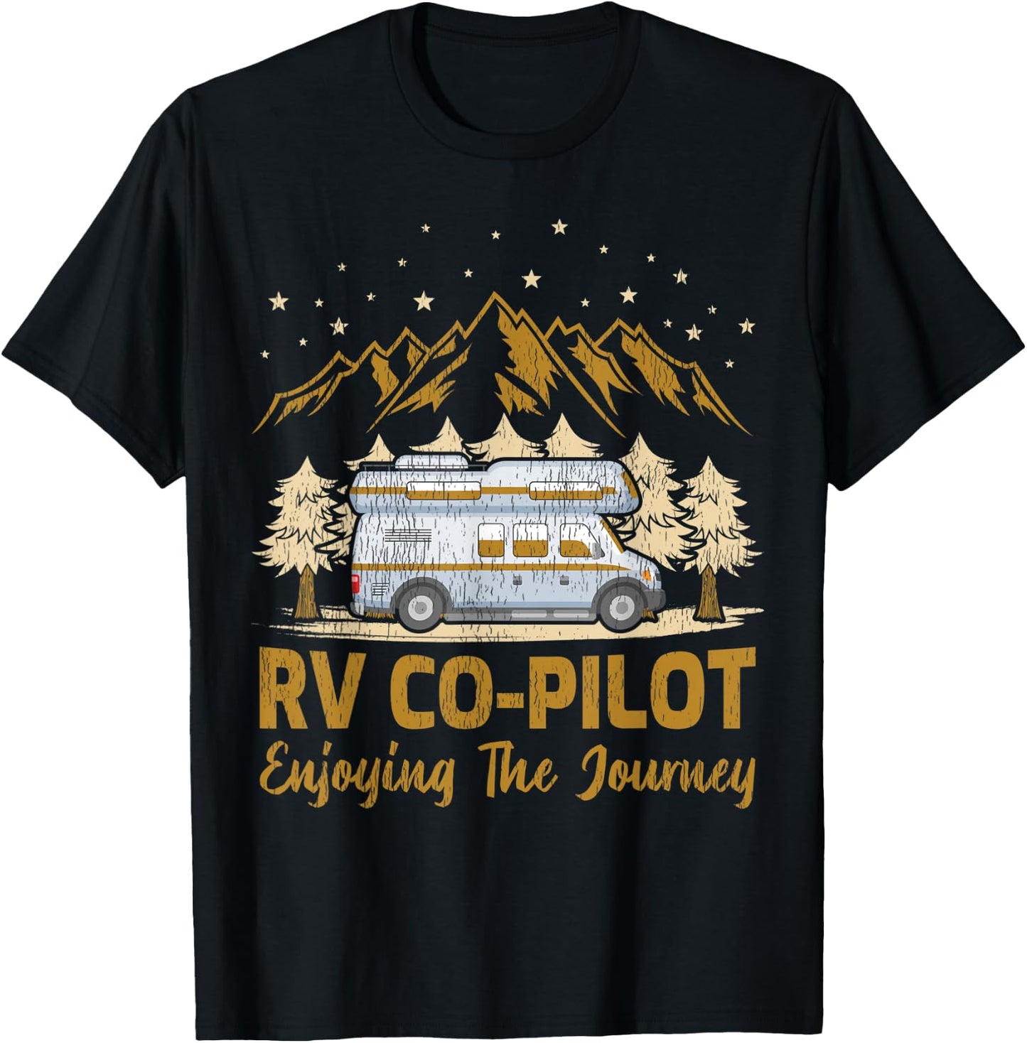 RV Co-Pilot Enjoying The Journey Travel Trailer RV Camping T-Shirt - T-Shirt | Black